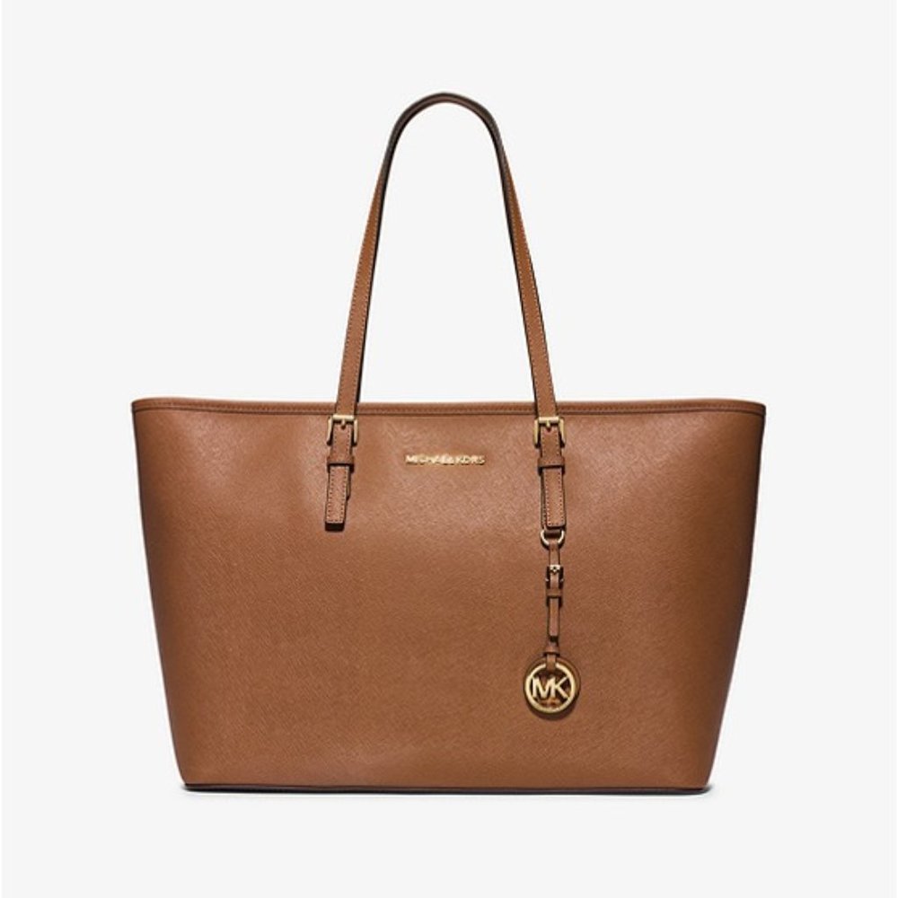 Michael Kors Jet Set Medium Saffiano Leather Top-Zip Tote Bag